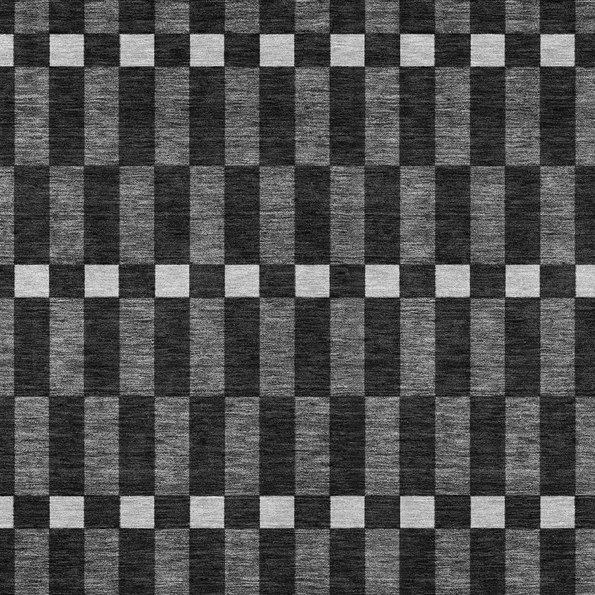 Black And Graphite Geometric Washable Indoor Outdoor Area Rug Photo 2