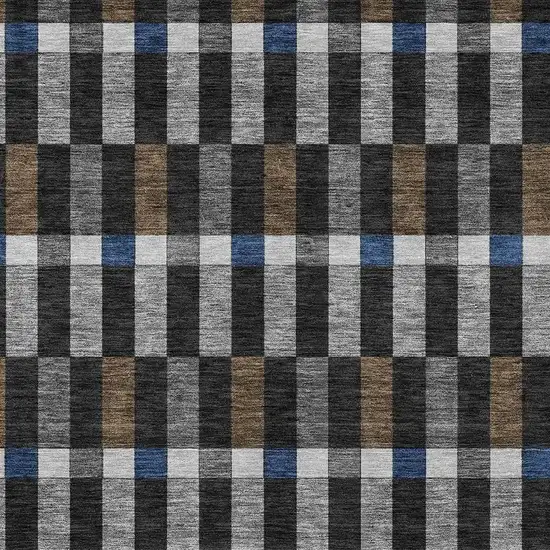 Black And Graphite Geometric Washable Indoor Outdoor Area Rug Photo 3