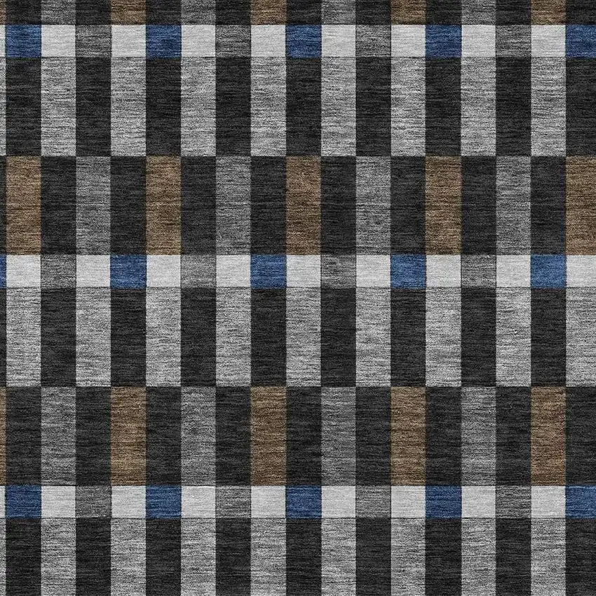 Black And Graphite Geometric Washable Indoor Outdoor Area Rug Photo 3