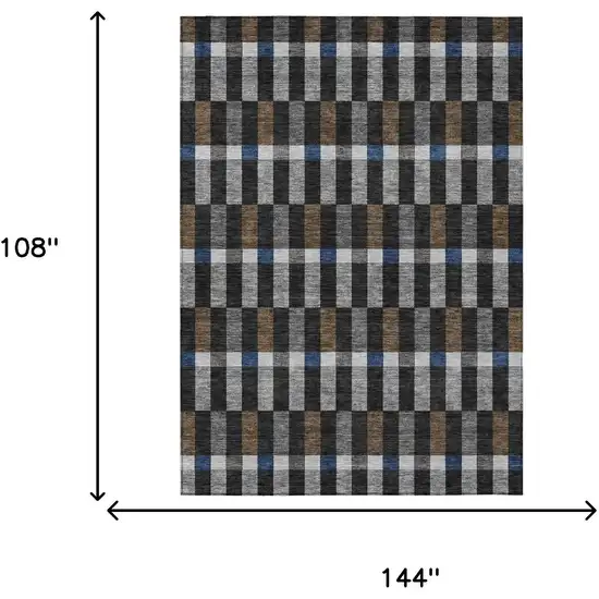 Black And Graphite Geometric Washable Indoor Outdoor Area Rug Photo 7