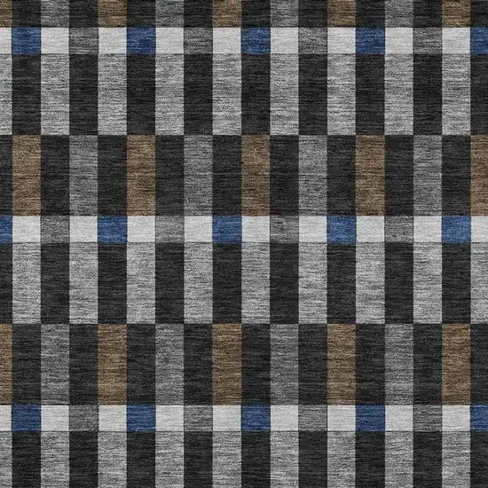 Black And Graphite Geometric Washable Indoor Outdoor Area Rug Photo 3