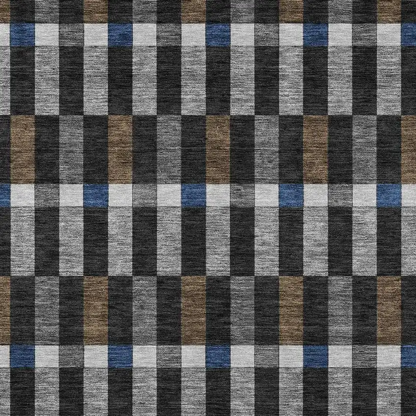 Black And Graphite Geometric Washable Indoor Outdoor Area Rug Photo 3