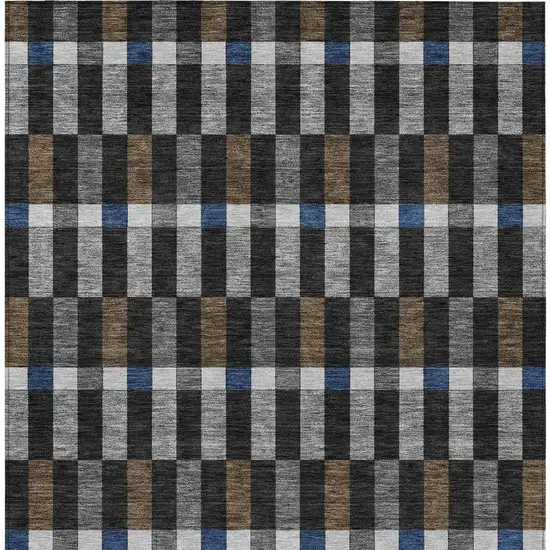 Black And Graphite Geometric Washable Indoor Outdoor Area Rug Photo 4