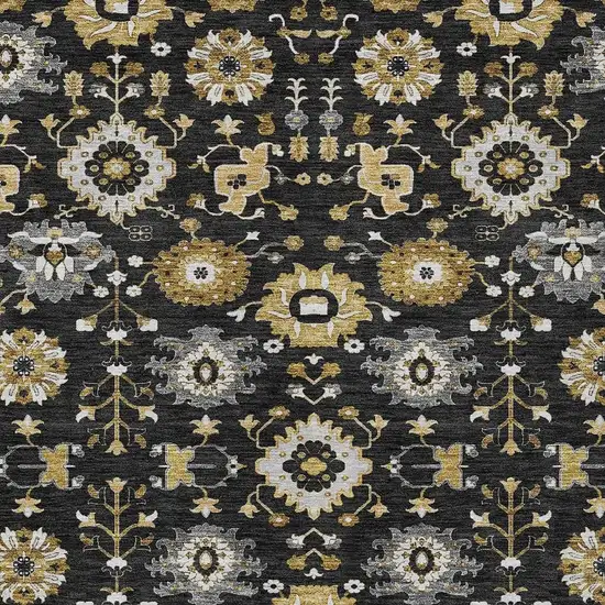 Black And Graphite Geometric Washable Indoor Outdoor Area Rug Photo 2
