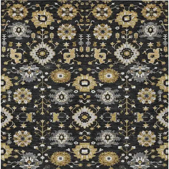 Black And Graphite Geometric Washable Indoor Outdoor Area Rug Photo 3