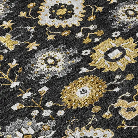 Black And Graphite Geometric Washable Indoor Outdoor Area Rug Photo 5