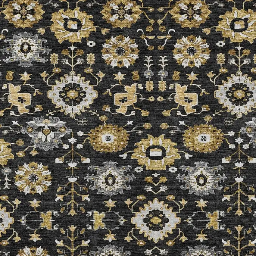 Black And Graphite Geometric Washable Indoor Outdoor Area Rug Photo 2