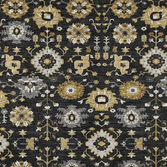 Black And Graphite Geometric Washable Indoor Outdoor Area Rug Photo 2