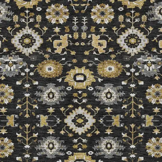 Black And Graphite Geometric Washable Indoor Outdoor Area Rug Photo 2