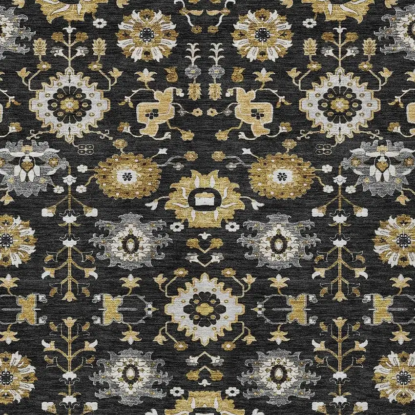 Black And Graphite Geometric Washable Indoor Outdoor Area Rug Photo 2