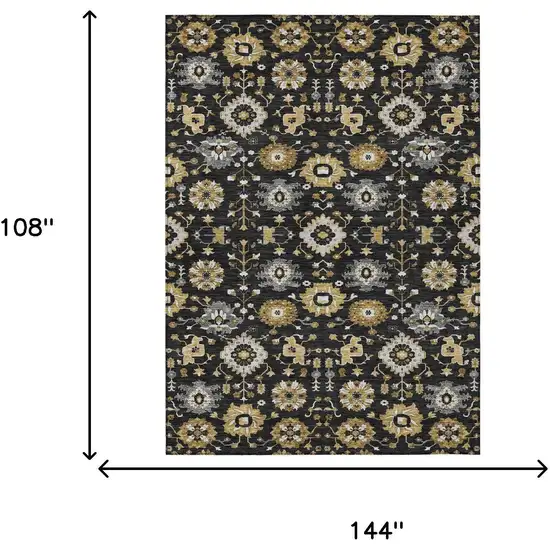 Black And Graphite Geometric Washable Indoor Outdoor Area Rug Photo 6