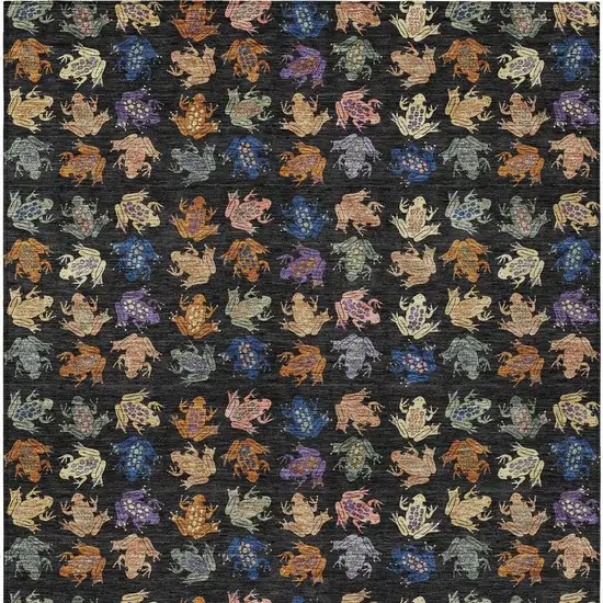 Black And Graphite Geometric Washable Indoor Outdoor Area Rug Photo 3