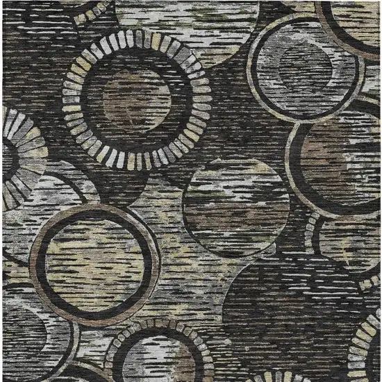 Black And Graphite Geometric Washable Indoor Outdoor Area Rug Photo 3