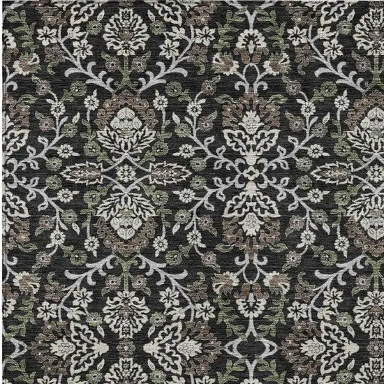 Black And Graphite Geometric Washable Indoor Outdoor Area Rug Photo 2