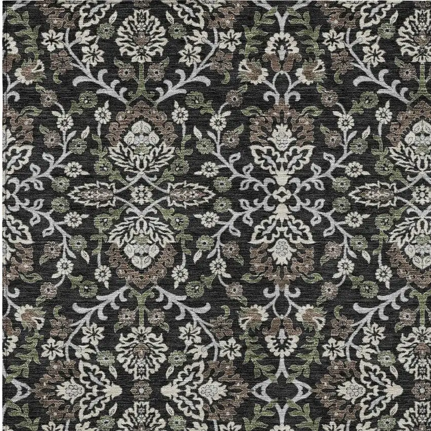 Black And Graphite Geometric Washable Indoor Outdoor Area Rug Photo 2