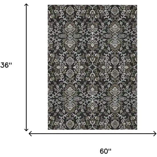 Black And Graphite Geometric Washable Indoor Outdoor Area Rug Photo 6