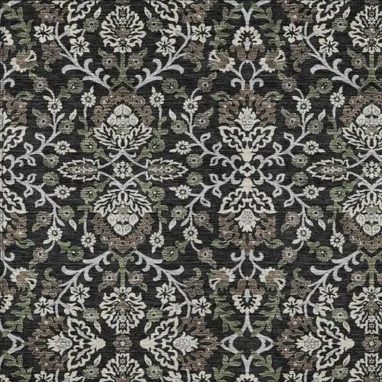 Black And Graphite Geometric Washable Indoor Outdoor Area Rug Photo 2
