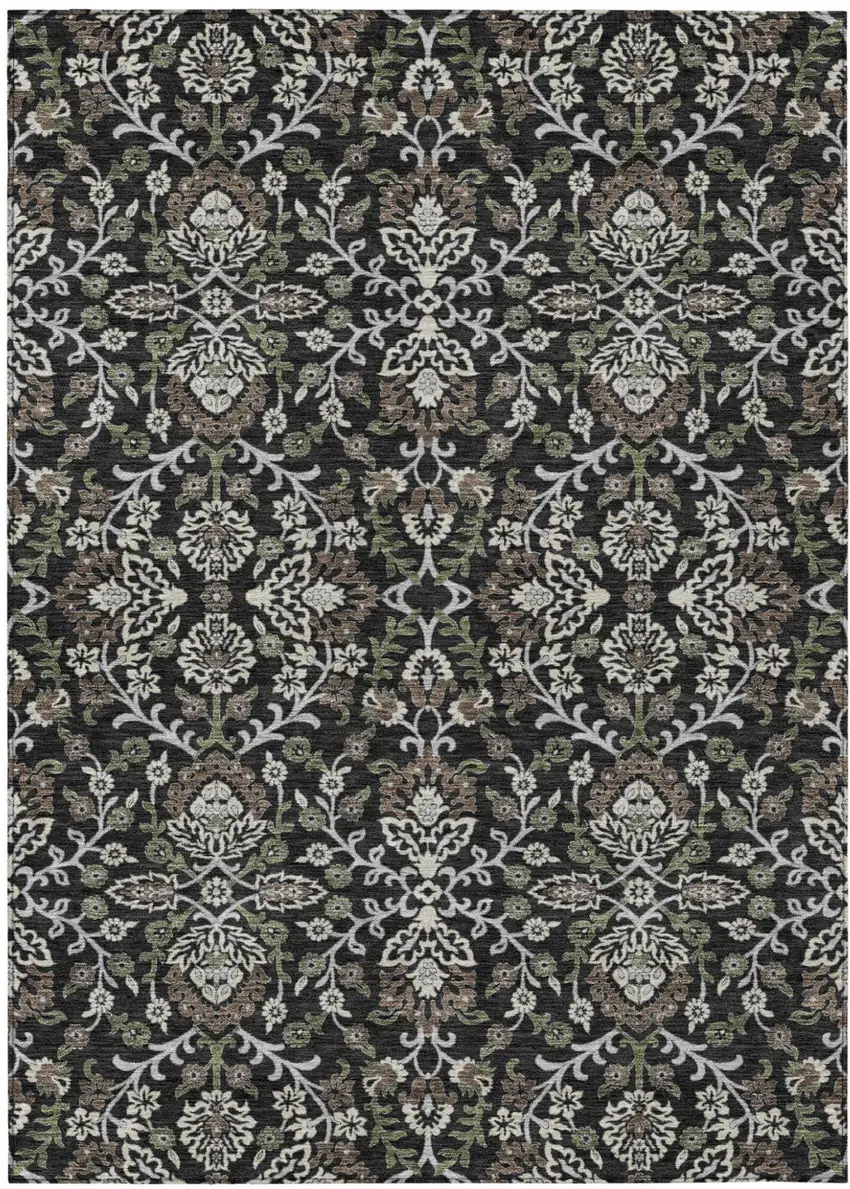 Black And Graphite Geometric Washable Indoor Outdoor Area Rug Photo 1