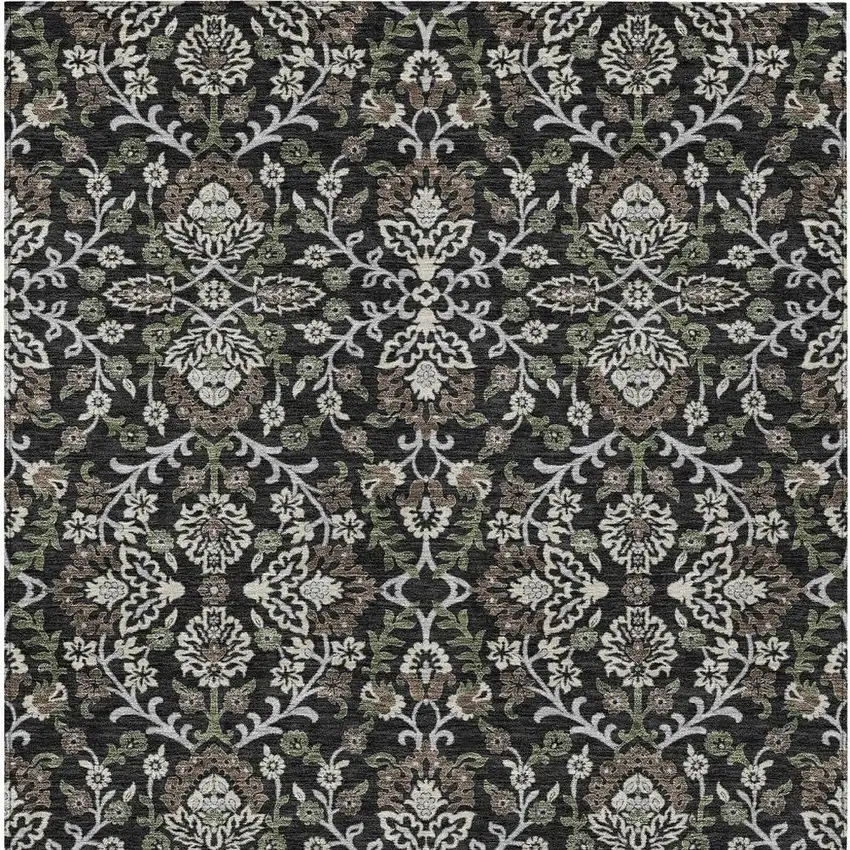 Black And Graphite Geometric Washable Indoor Outdoor Area Rug Photo 3