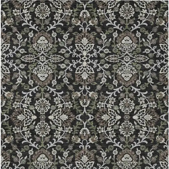 Black And Graphite Geometric Washable Indoor Outdoor Area Rug Photo 3