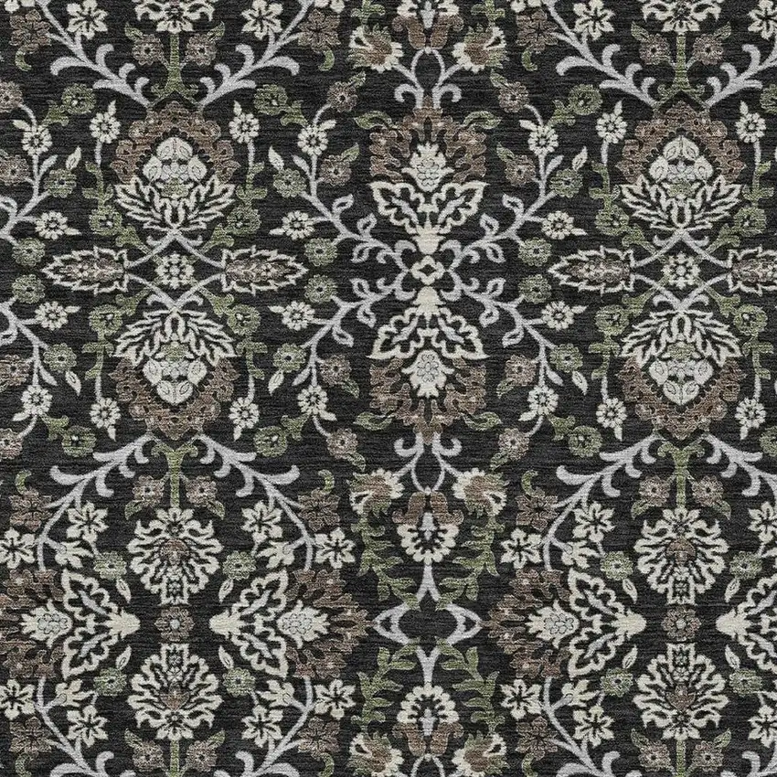 Black And Graphite Geometric Washable Indoor Outdoor Area Rug Photo 2