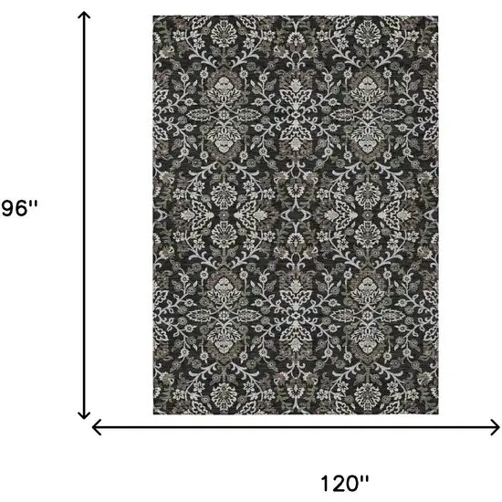 Black And Graphite Geometric Washable Indoor Outdoor Area Rug Photo 6