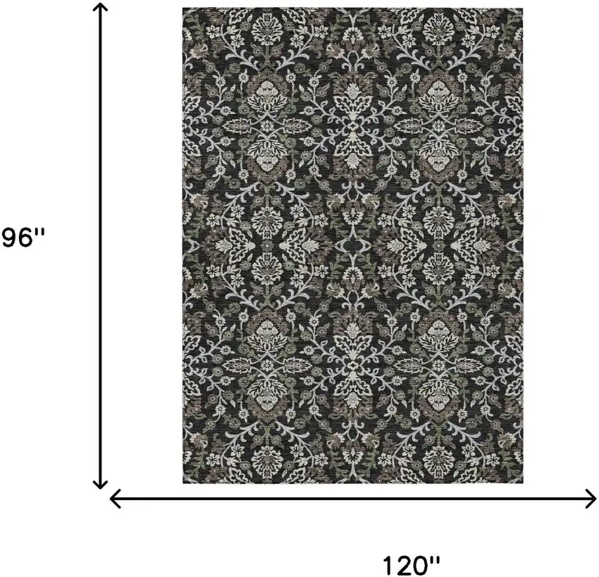 Black And Graphite Geometric Washable Indoor Outdoor Area Rug Photo 6