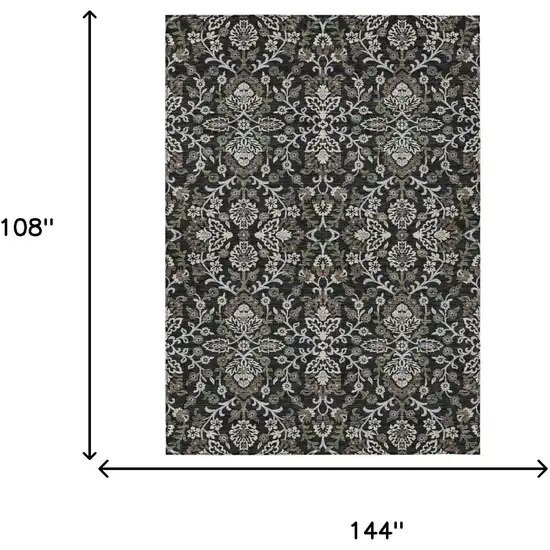 Black And Graphite Geometric Washable Indoor Outdoor Area Rug Photo 6