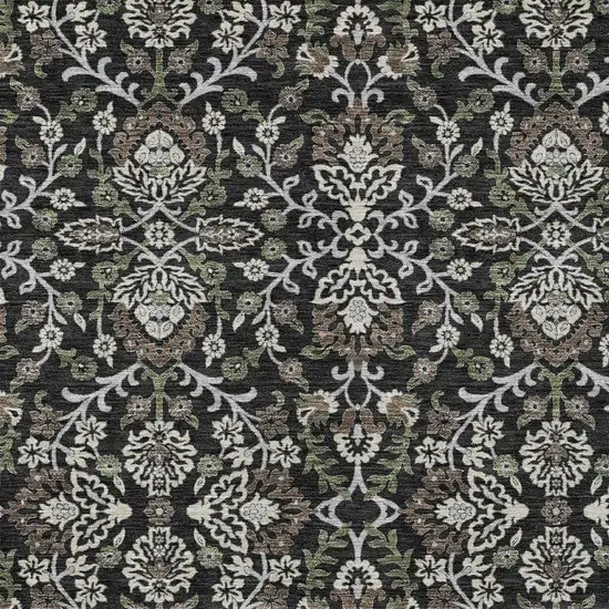 Black And Graphite Geometric Washable Indoor Outdoor Area Rug Photo 2