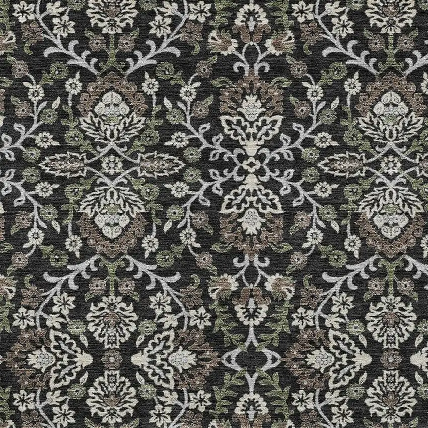 Black And Graphite Geometric Washable Indoor Outdoor Area Rug Photo 2