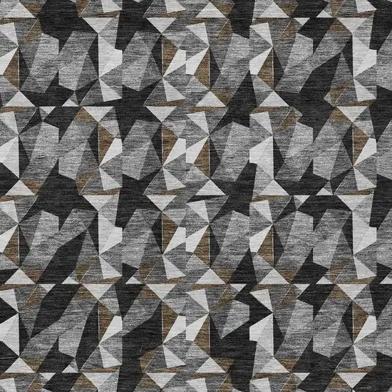 Black And Graphite Geometric Washable Indoor Outdoor Area Rug Photo 2