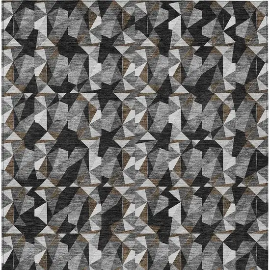 Black And Graphite Geometric Washable Indoor Outdoor Area Rug Photo 3