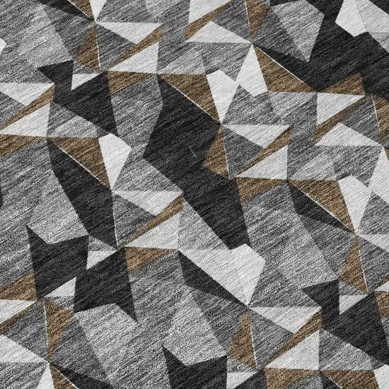 Black And Graphite Geometric Washable Indoor Outdoor Area Rug Photo 5