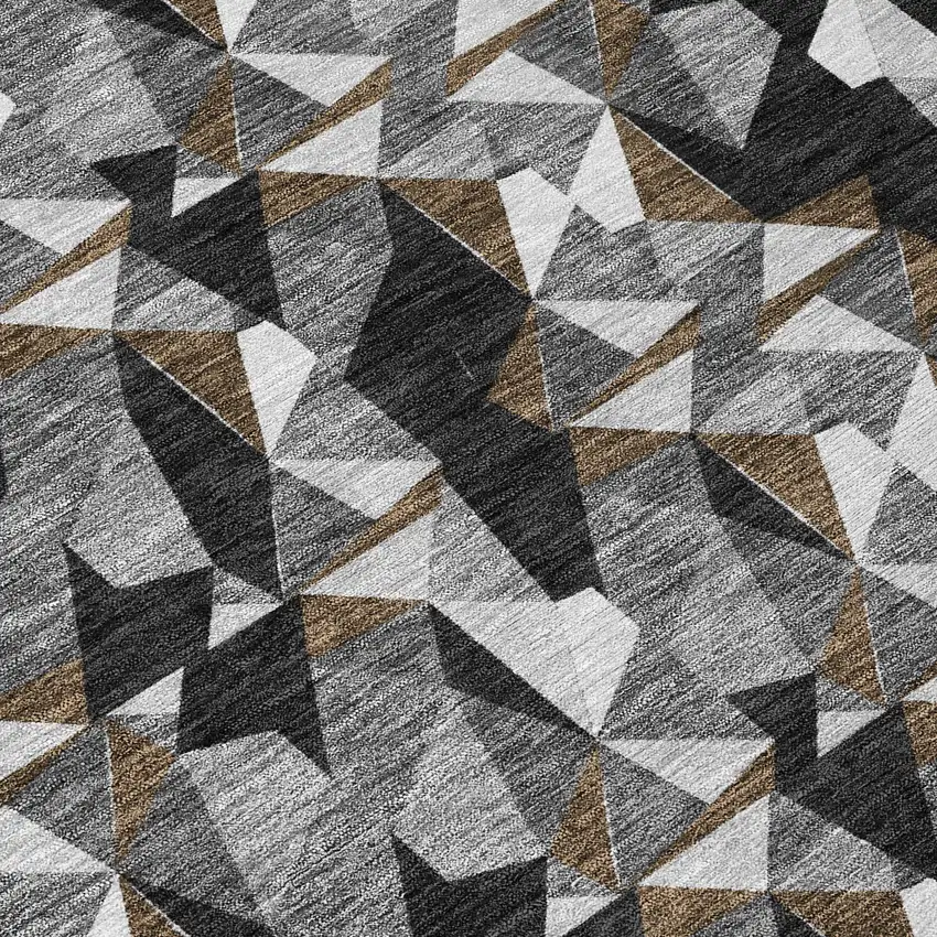 Black And Graphite Geometric Washable Indoor Outdoor Area Rug Photo 5