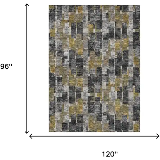 Black And Graphite Geometric Washable Indoor Outdoor Area Rug Photo 6