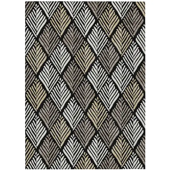 Black And Graphite Geometric Washable Indoor Outdoor Area Rug Photo 2