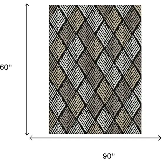 Black And Graphite Geometric Washable Indoor Outdoor Area Rug Photo 5