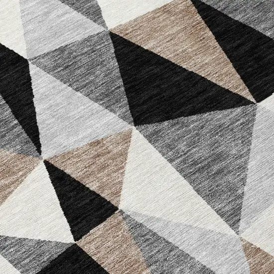Black And Graphite Geometric Washable Indoor Outdoor Area Rug Photo 4
