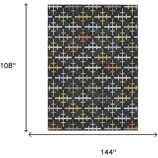 Black And Graphite Geometric Washable Indoor Outdoor Area Rug Photo 5
