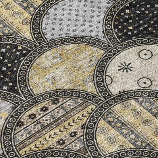 Black And Graphite Geometric Washable Indoor Outdoor Area Rug Photo 4