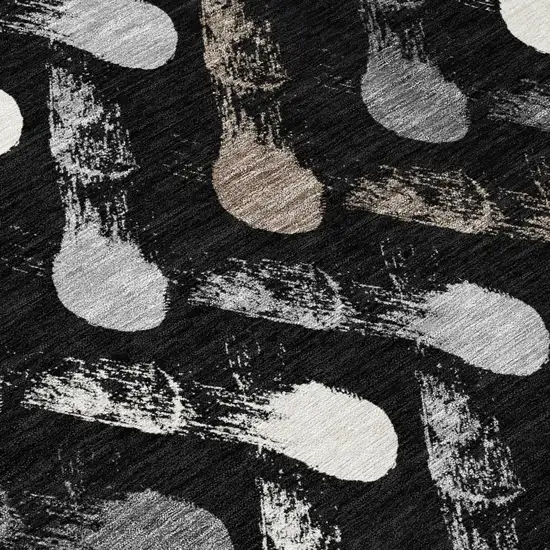 Black And Graphite Geometric Washable Indoor Outdoor Area Rug Photo 5