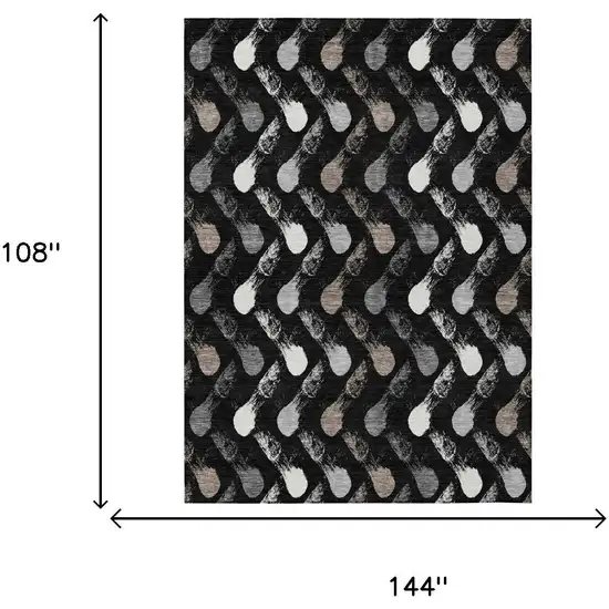 Black And Graphite Geometric Washable Indoor Outdoor Area Rug Photo 6