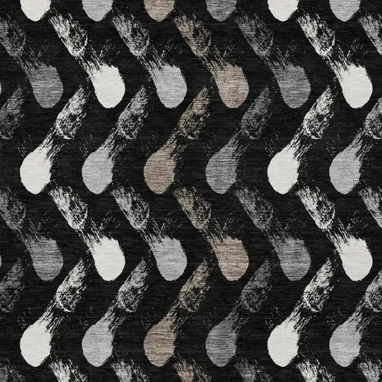 Black And Graphite Geometric Washable Indoor Outdoor Area Rug Photo 2