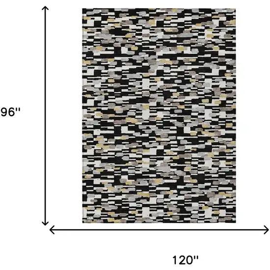 Black And Graphite Geometric Washable Indoor Outdoor Area Rug Photo 6