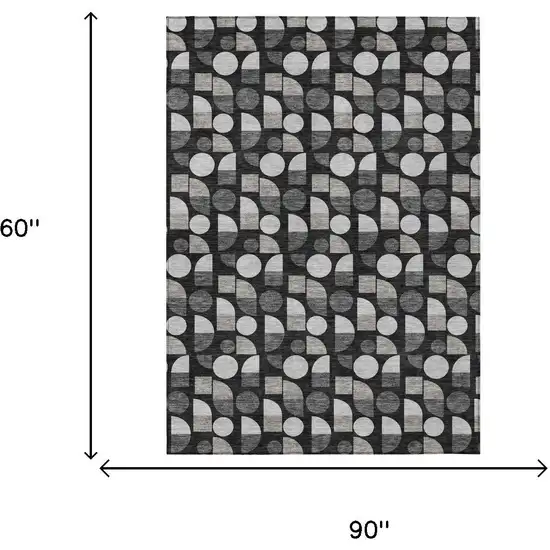 Black And Graphite Geometric Washable Indoor Outdoor Area Rug Photo 6