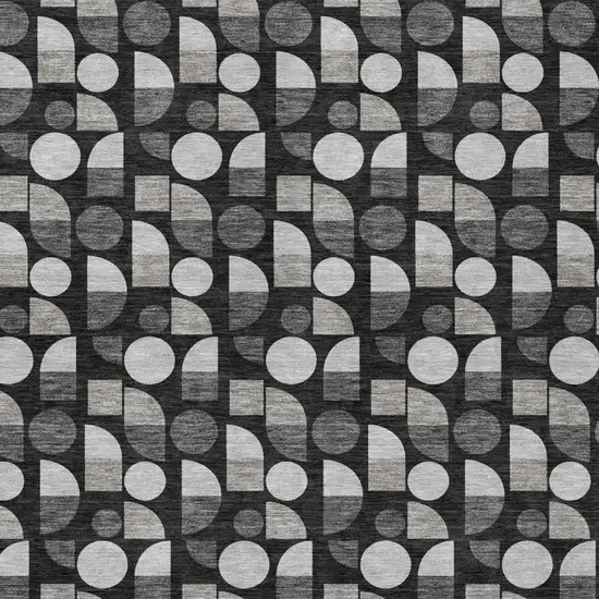 Black And Graphite Geometric Washable Indoor Outdoor Area Rug Photo 3