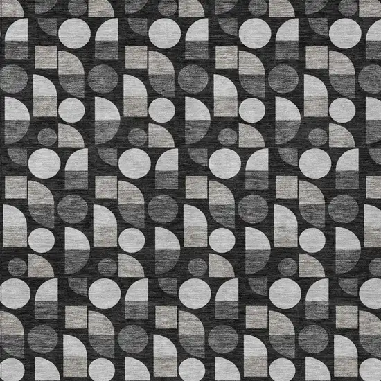 Black And Graphite Geometric Washable Indoor Outdoor Area Rug Photo 2