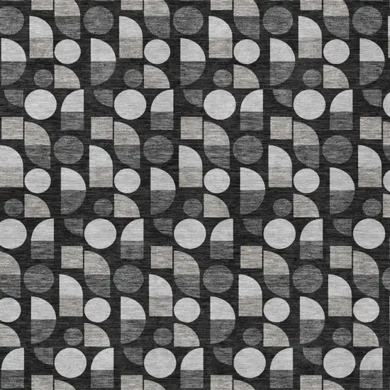 Black And Graphite Geometric Washable Indoor Outdoor Area Rug Photo 1