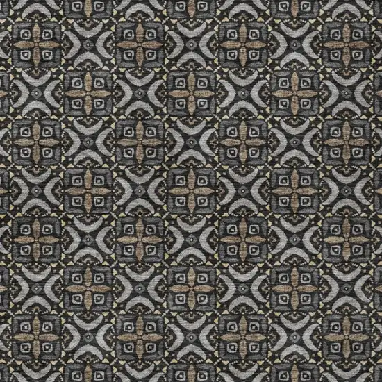 Black And Graphite Geometric Washable Indoor Outdoor Area Rug Photo 1