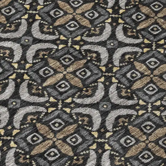 Black And Graphite Geometric Washable Indoor Outdoor Area Rug Photo 5